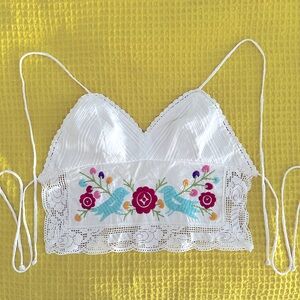 🌟Anna Sui Vintage Lace with Embroidery Apron Halter Top; Sz. 2 (XS)